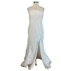 Aidan Mattox Women's Formal Dress Size 12 White Sequined Long Evening Gown